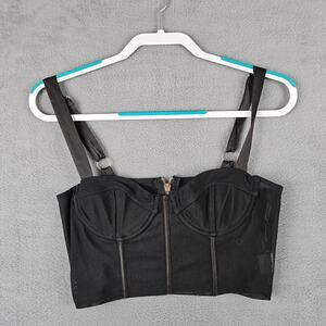 White Fox Black Mesh Corset Top Sheer Underwire Clubwear Grunge Goth Size Medium